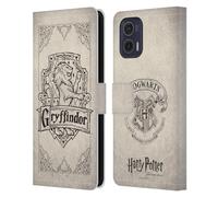 Head Case Designs Licenciado Oficialmente Harry Potter Gryffindor Parchment Piedra de hechicero I Carcasa de Cuero Tipo Libro Compatible con Motorola Moto G73 5G