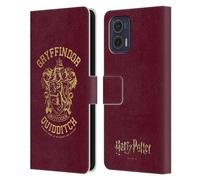 Head Case Designs Licenciado Oficialmente Harry Potter Gryffindor Quidditch Reliquias de la Muerte X Carcasa de Cuero Tipo Libro Compatible con Motorola Moto G73 5G
