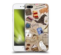 Head Case Designs Licenciado Oficialmente Harry Potter Hogwarts Pattern 2 Deathly Hallows XXXVII Funda de Gel [Grado Militar] Compatible con Apple iPhone 7 Plus / 8 Plus Y Compatible con MagSafe