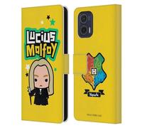 Head Case Designs Licenciado Oficialmente Harry Potter Lucius Malfoy Reliquias de la Muerte XLV Carcasa de Cuero Tipo Libro Compatible con Motorola Moto G73 5G