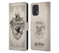 Head Case Designs Licenciado Oficialmente Harry Potter Pergamino Ravenclaw Piedra de hechicero I Carcasa de Cuero Tipo Libro Compatible con Motorola Moto G73 5G