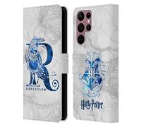 Head Case Designs Licenciado Oficialmente Harry Potter Ravenclaw Aguamenti Reliquias de la Muerte IX Carcasa de Cuero Tipo Libro Compatible con Samsung Galaxy S22 Ultra 5G