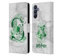 Head Case Designs Licenciado Oficialmente Harry Potter Slytherin Aguamenti Reliquias de la Muerte IX Carcasa de Cuero Tipo Libro Compatible con Samsung Galaxy A15