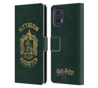 Head Case Designs Licenciado Oficialmente Harry Potter Slytherin Quidditch Reliquias de la Muerte X Carcasa de Cuero Tipo Libro Compatible con Motorola Moto G73 5G