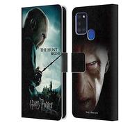 Head Case Designs Licenciado Oficialmente Harry Potter Voldemort Deathly Hallows VII Carcasa de Cuero Tipo Libro Compatible con Samsung Galaxy A21s (2020)