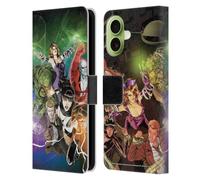 Head Case Designs Licenciado Oficialmente Justice League DC Comics #30 Group Arte cómico Oscuro Funda de Cuero Tipo Cartera Compatible con Apple iPhone 17