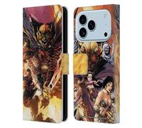 Head Case Designs Licenciado Oficialmente Justice League DC Comics Etrigan Demon Knights Arte cómico Oscuro Funda de Cuero Tipo Cartera Compatible con Apple iPhone 17 Pro
