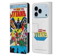 Head Case Designs Licenciado Oficialmente Justice League DC Comics New #1 Group Teen Titans Comic Art Funda de Cuero Tipo Cartera Compatible con Apple iPhone 17 Pro