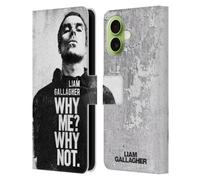 Head Case Designs Licenciado Oficialmente Liam Gallagher Why Me Gráficos Funda de Cuero Tipo Cartera Compatible con Apple iPhone 17