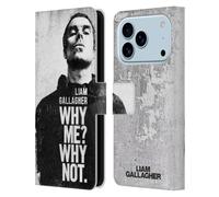 Head Case Designs Licenciado Oficialmente Liam Gallagher Why Me Gráficos Funda de Cuero Tipo Cartera Compatible con Apple iPhone 17 Pro