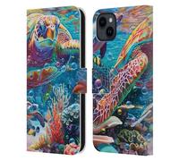 Head Case Designs Licenciado Oficialmente Michael David Ward Magia De Tortugas Arte Psicodélico Funda de Cuero Tipo Cartera Compatible con Apple iPhone 15 Plus