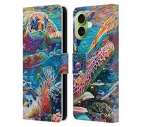 Head Case Designs Licenciado Oficialmente Michael David Ward Magia De Tortugas Arte Psicodélico Funda de Cuero Tipo Cartera Compatible con Apple iPhone 17