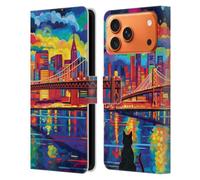 Head Case Designs Licenciado Oficialmente Michael David Ward Medianoche en San Francisco Arte Psicodélico Funda de Cuero Tipo Cartera Compatible con Apple iPhone 17 Pro MAX