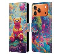 Head Case Designs Licenciado Oficialmente Michael David Ward Oso De Peluche en El País De Las Maravillas Arte Psicodélico Funda de Cuero Tipo Cartera Compatible con Apple iPhone 17 Pro MAX