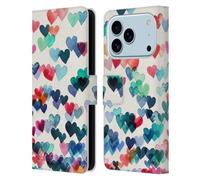 Head Case Designs Licenciado Oficialmente Micklyn Le Feuvre Conexiones del corazón de Acuarela Patrones Funda de Cuero Tipo Cartera Compatible con Apple iPhone 17 Pro