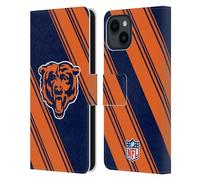 Head Case Designs Licenciado Oficialmente NFL Rayas Chicago Bears Artwork Carcasa de Cuero Tipo Libro Compatible con Apple iPhone 15
