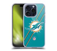 Head Case Designs Licenciado Oficialmente NFL Rayas Logotipo de Miami Dolphins Caso Funda de Gel Suave Compatible con Apple iPhone 15 Pro