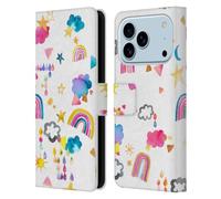 Head Case Designs Licenciado Oficialmente Ninola Sky Kids Fantasy Patrones de Acuarela Funda de Cuero Tipo Cartera Compatible con Apple iPhone 17 Pro