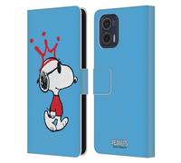 Head Case Designs Licenciado Oficialmente Peanuts Joe Cool Las Muchas Caras de Snoopy Carcasa de Cuero Tipo Libro Compatible con Motorola Moto G73 5G