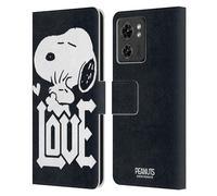 Head Case Designs Licenciado Oficialmente Peanuts Snoopy Woodstock Love Cover Camisetas Rock Carcasa de Cuero Tipo Libro Compatible con Motorola Moto Edge 40