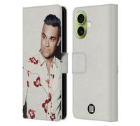 Head Case Designs Licenciado Oficialmente Robbie Williams Camisa Floral Calendario Funda de Cuero Tipo Cartera Compatible con Apple iPhone 17