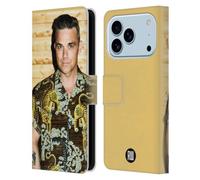 Head Case Designs Licenciado Oficialmente Robbie Williams Camisa Tiger Print Calendario Funda de Cuero Tipo Cartera Compatible con Apple iPhone 17 Pro