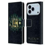 Head Case Designs Licenciado Oficialmente The Matrix Resurrections Hello Neo Key Art Funda de Cuero Tipo Cartera Compatible con Apple iPhone 17 Pro