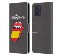 Head Case Designs Licenciado Oficialmente The Rolling Stones España Lameduras Internacionales 1 Carcasa de Cuero Tipo Libro Compatible con Motorola Moto G73 5G