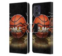 Head Case Designs Licenciado Oficialmente Tom Wood Aro Monstruos Carcasa de Cuero Tipo Libro Compatible con Motorola Moto G73 5G
