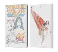 Head Case Designs Licenciado Oficialmente Wonder Woman DC Comics White Arte Vintage Carcasa de Cuero Tipo Libro Compatible con Apple iPad 9.7 2017 / iPad 9.7 2018