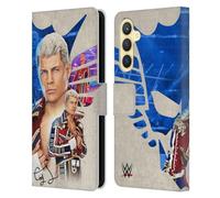 Head Case Designs Licenciado Oficialmente WWE Gráficos De Superestrellas Cody Rhodes Carcasa de Cuero Tipo Libro Compatible con Samsung Galaxy S23 FE 5G