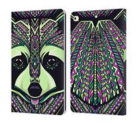 Head Case Designs Mapache Caras Animales Aztecas 2 Carcasa de Cuero Tipo Libro Compatible con Apple iPad 9.7 2017 / iPad 9.7 2018