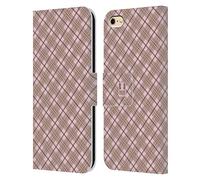 Head Case Designs Marrón Rosado Patrón de Cuadros Carcasa de Cuero Tipo Libro Compatible con Apple iPhone 6 / iPhone 6s