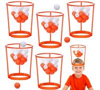 Head Hoop - Juego de juego de baloncesto para niños y adultos, canasta ajustable portátil, diadema con bolas para cumpleaños, carnaval, oficina, actividades en interiores y exteriores, regalo divertido de Navidad (6 juegos)
