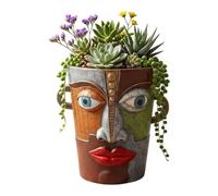 Head Planters for Indoor Plants with Drainage Holes Face Resin Abstract