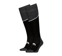 HEAD Ski Beginner Kneehigh Calcetines hasta la Rodilla, Negro, Gris, 39-42 (Pack de 2) Unisex Adulto