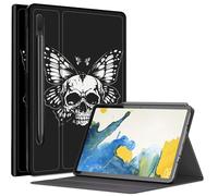 Head Skull Butterfly - Funda para Samsung Galaxy Tab S8 Plus/Tab S7 FE de 12.4 pulgadas 2021 / Galaxy Tab S7 Plus 2020, funda con múltiples ángulos de visión con soporte para bolígrafo S y apagado y