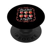 Head Start is My Jam Strawberry Teacher, Estudiante de prekínder, Divertido PopSockets PopGrip Adhesivo