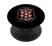 Head Start is My Jam Strawberry Teacher Pre-k Student Funny PopSockets PopGrip Adhesivo