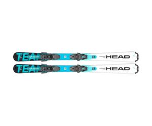 HEAD Supershape Team Easy JRS 314203+100922 - Esquís para niños con fijaciones JRS 7.5 GW CA BR.78[H], color: blanco/azul