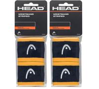 HEAD Unisex Adult Wristband Striped 2.5, Navy/Banana, 2.5" (Paquete de 2)