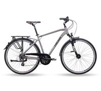 HEAD Unisex - Bicicleta de Trekking Revelo 1.0 para Adultos, Color Gris Mate y Rojo, 59