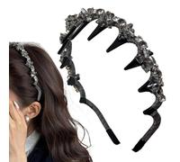 Headband, Claw Hair Hoop, 5.51x5.51x1.57 Inches Vintage Beaded Design and Non slip Wide Fit, Fashion Accessory for Women, Summer, Daily, Gym, Travel, Home, Party, Music Festivals, Dating Use