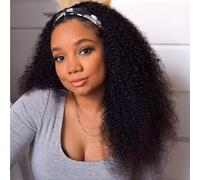 Headband Kinky Curly Human Hair Wigs For Women 20 Inch Brazilian Kinky Curly Headband Wigs Human Hair Emol Hair Scarf Wear And Go Gluelees Wig For Women 10a Virgin Hair Natural Black Color
