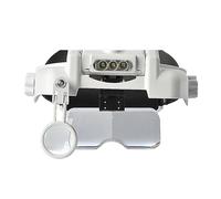 Headband Magnifying Glass, Head Magnifier with 3 LED Lights, Interchangeable Jewelers Loupe Adjustable Close Work and Eyelash Extensions