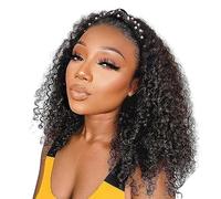 Headband Wig Deep Wave Human Hair Wigs Glueless None Lace Front Wigs For Black Women Brazilian Virgin Hair Wig Natural Color 150% Density 16 inch