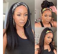 Headband Wig Human Hair 22 Inch Yaki Straight Glueless None Lace Front Wigs for Black Women Wear and Go Wigs 180% Density