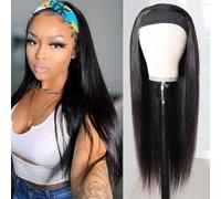 Headband Wig Human Hair Straight Peluca Mujer Pelo Natural Humano Wear and Go Glueless Wig Human Hair Headband Wigs Straight Human Hair Wig For Black Women Natural Color 180% Density Wig 18 Pulgada