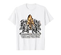 Headbanging Around The Christmas Tree Metal Navidad Camiseta gráfica económica, Hombre, Blanco, S
