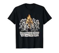 Headbanging Around The Christmas Tree Metal Navidad Camiseta gráfica económica, Hombre, Negro, S